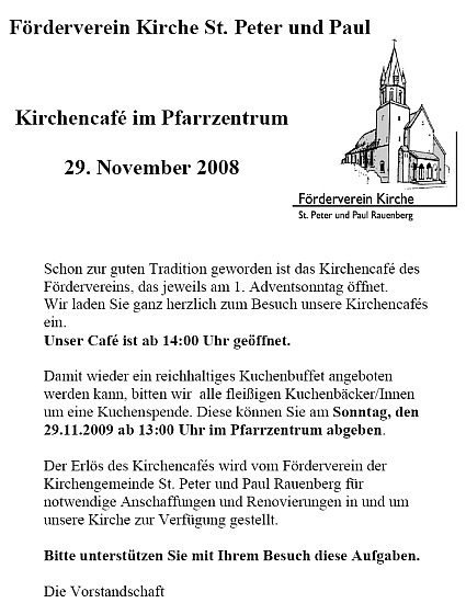 Kirchencafé am 29.11.2009
